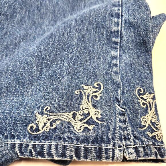 Jordache Vintage Jeans Metallic Embroidery Size 11 / 12 Boot Flare Hem Retro - Picture 2 of 16